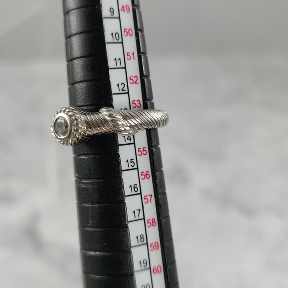 Judith Ripka Sterling Silver CZ Ring Size 7 – Rope Design .925 Signed - Picture 8 of 10
